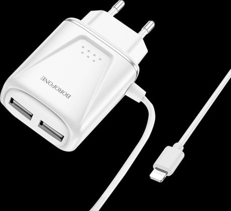 Зарядное устройство Borofone BA50A с кабелем Apple Lightning White