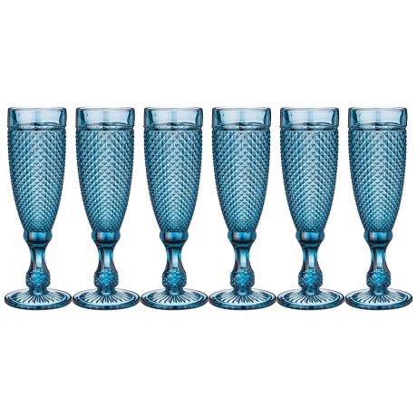 Набор бокалов для шампанского Гранат синий, 6 шт, 150 мл, стекло