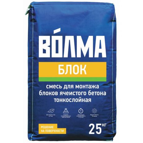 Клей монтажный ВОЛМА-Блок 25 кг