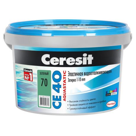 Затирка эластичная Ceresit CE 40, водоотталкивающая, 2 кг, цвет зеленый