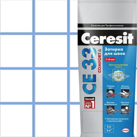 Затирка для узких швов Ceresit CE 33 «Comfort», ширина шва 2-6 мм, 2 кг, сталь, цвет голубой