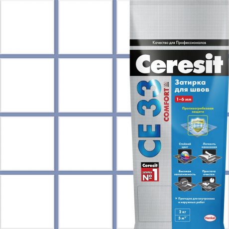Затирка для узких швов Ceresit CE 33 «Comfort», ширина шва 2-6 мм, 2 кг, сталь, цвет серо-голубой
