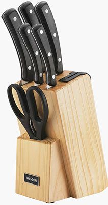 Набор из 5 кухонных ножей и блока для ножей с ножеточкой Nadoba HELGA 723016