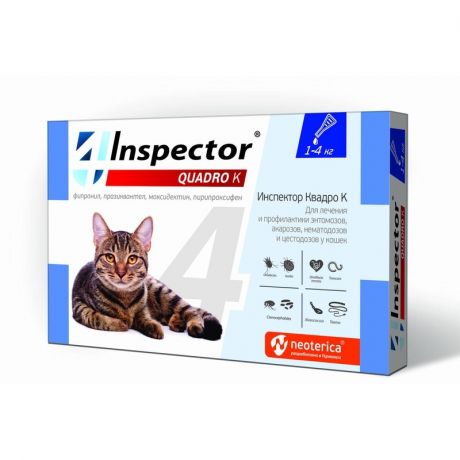 Inspector Inspector Quadro капли от внешних и внутренних паразитов для кошек 1-4 кг