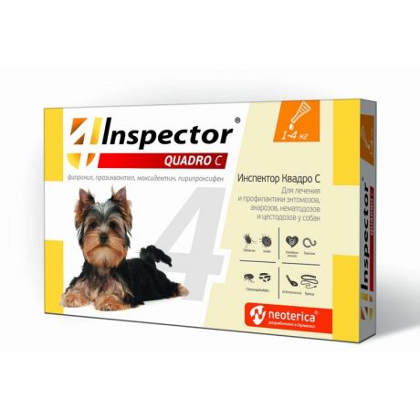 Inspector Inspector Quadro капли от внешних и внутренних паразитов для собак 1-4 кг
