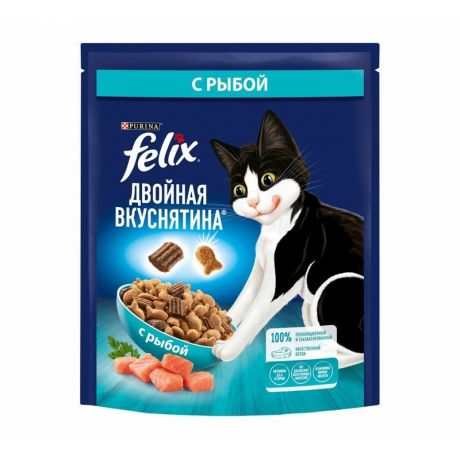 Felix Felix Двойная Вкуснятина сухой корм для кошек, с рыбой - 200 г