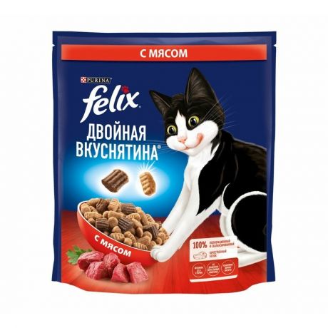 Felix Felix Двойная Вкуснятина сухой корм для кошек, с мясом - 600 г