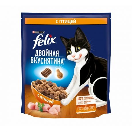Felix Felix Двойная Вкуснятина сухой корм для кошек, с птицей - 600 г