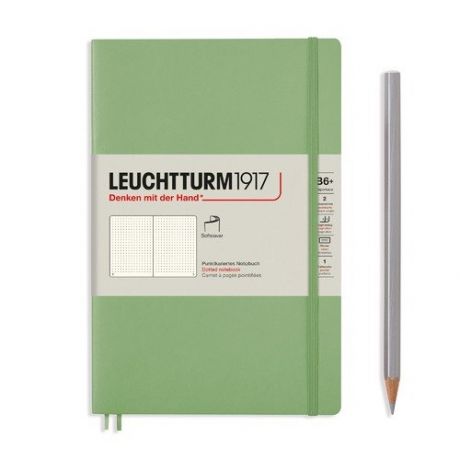 Записная книжка Leuchtturm Paperback В6+, в точку, пастельный зеленый, 123 страниц, мягкая обложка