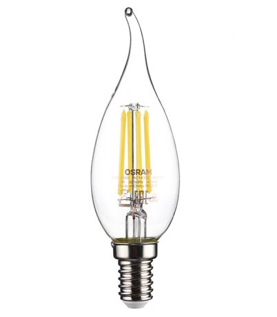 Лампа светодиодная E14 5 Вт 4000К свеча на ветру FC37 220-230 В Osram филаментная