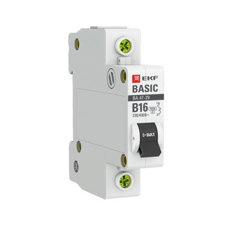 Автоматический выключатель EKF (mcb4729-1-16-B) 1P 16А тип В 4,5 кА 230 В на DIN-рейку