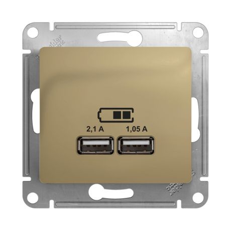 Розетка usb Schneider Electric Glossa GSL000433 скрытая установка титан IP20 два модуля USB