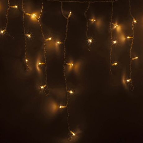 Гирлянда светодиодная Neon-Night Айсикл (бахрома) 152 LED свечение теплое белое 4,8х0,6 м уличная (255-138-6)