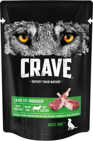 Crave Crave полнорационный консервированный корм для взрослых собак всех пород, с ягнёнком (85 г)