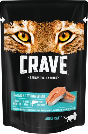 Crave Crave полнорационный консервированный корм для взрослых кошек, с лососем (70 г)