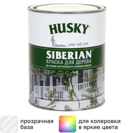 Краска для дерева Husky Siberian моющаяся полуматовая прозрачная 0.9 л