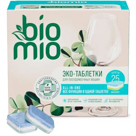 Экологичные таблетки для посудомоечной машины BioMio 25 шт