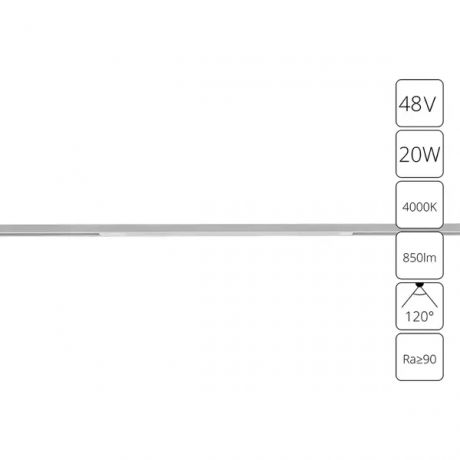 Трековый светильник линейный светодиодный Arte Lamp Optima 20 Вт магнитный 4 м² цвет белый
