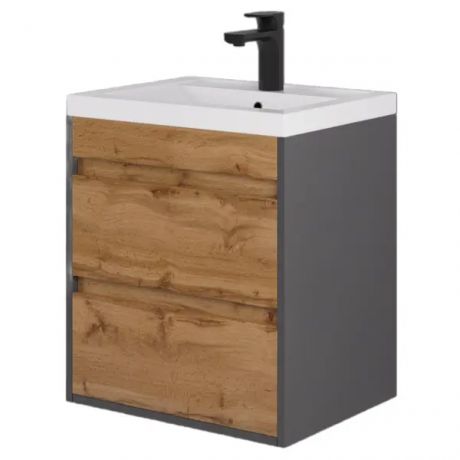 Тумба под раковину Wood 500 подвесная 46.5 см цвет коричневый