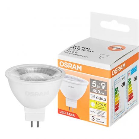 Лампа светодиодная Osram LSMR1650110 GU5.3 5 Вт/827 теплый белый свет