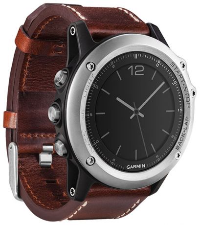 Garmin Умные часы fenix 3 Sapphire, серебряный с кожаным ремешком (010-01338-62)