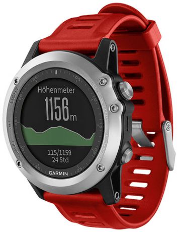 Garmin Умные часы fenix 3 Silver, серебряный с красным ремешком (010-01338-06)