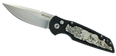 PRO-TECH TR-3 (PR/TR-3.51-SkullCustInlay) - автоматический складной нож (Black)
