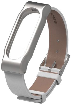 Xiaomi Leather Wristband - сменный ремешок для Xiaomi Mi Band 2 (Silver/White)