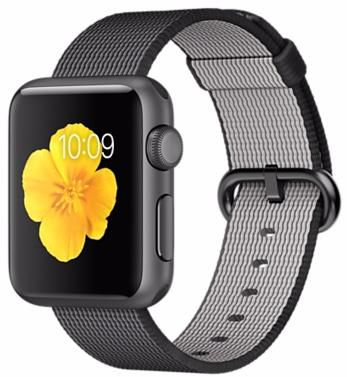 Часы Apple Watch Sport 38 мм, алюминий цвета «серый космос», ремешок из плетёного нейлона чёрного цвета