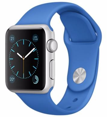 Часы Apple Watch Sport 38 мм, серебристый алюминий, спортивный ремешок цвета «кобальт»
