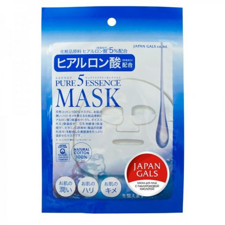 Japan Gals Pure5 Essential Маска с гиалуроновой кислотой 1 шт