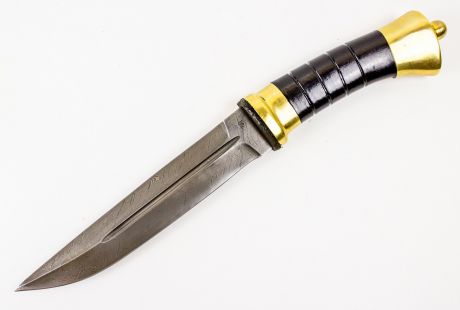 Нож пластунский из дамаска в латунном литье