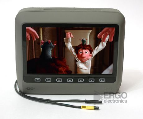 Подголовник со встроенным DVD плеером и LCD монитором 9" ERGO ER9HD (Серый)