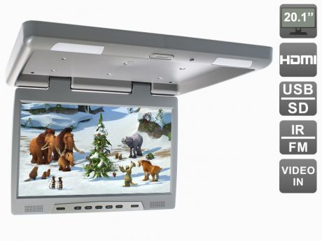 Потолочный автомобильный монитор 20,1" с HDMI и встроенным медиаплеером AVIS Electronics AVS2020MPP (серый)
