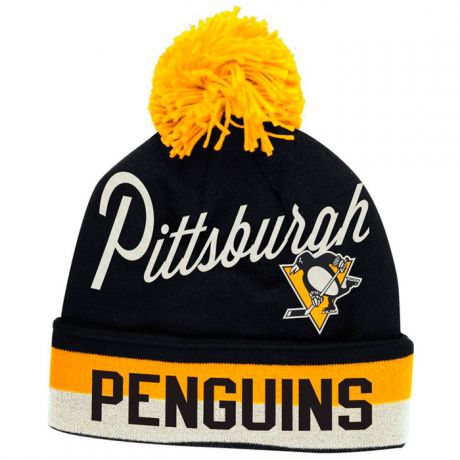 Reebok REEBOK PITTSBURGH PENGUINS CUFFED KNIT POM BEANIE