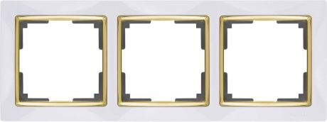 Рамка Snabb на 3 поста белый/золото WL03-Frame-03-white/GD 4690389083921