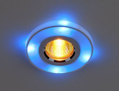 Встраиваемый светильник с двойной подсветкой Elektrostandard 2070 MR16 хром/синий 4607176196313