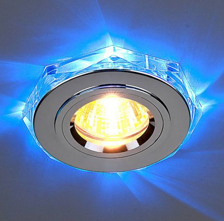Встраиваемый светильник с двойной подсветкой Elektrostandard 2020 MR16 хром/синий 4607176194753