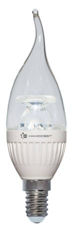 Лампа светодиодная E14 6,5W 2700K свеча на ветру прозрачная LC-CDTCL-6.5/E14/827 L218