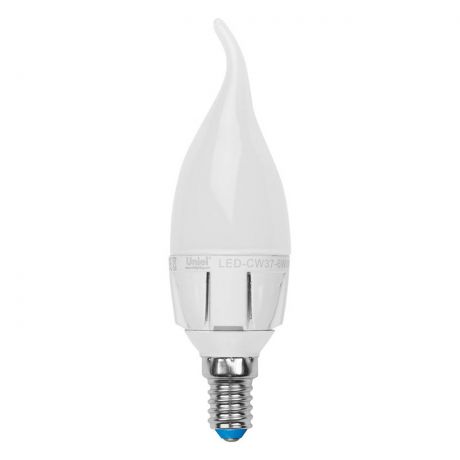 Лампа светодиодная (UL-00000770) E14 7W 3000K свеча на ветру матовая LED-CW37-7W/WW/E14/FR PLP01WH