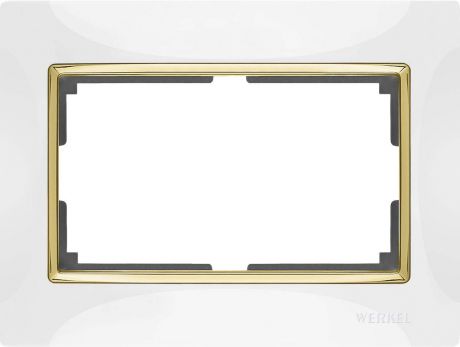 Рамка Snabb для двойной розетки белый/золото WL03-Frame-01-DBL-white/GD 4690389083846