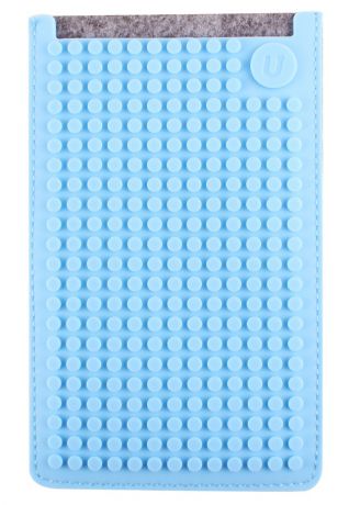 Большой пиксельный универсальный чехол для смартфона (Pixel felt phone pocket) (Серый/светло-голубой)