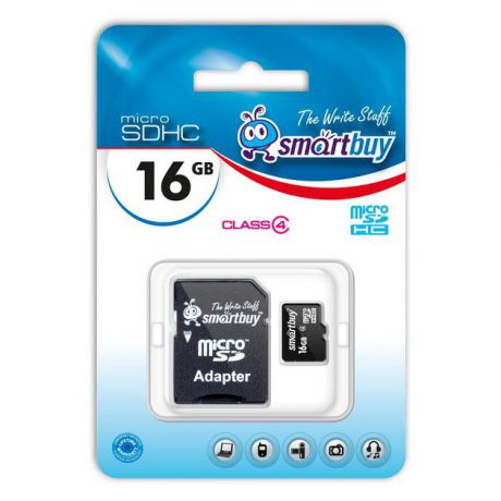 Smartbuy Smart Buy MicroSDHC с адаптером SD microSDHC, 16Гб, Class 4