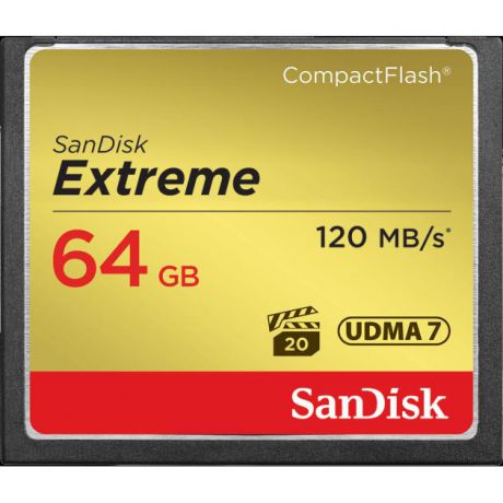 Sandisk Карта Памяти CF 64Gb Sandisk Extreme 120/85 Mb/s CompactFlash, 64Гб, Class 10