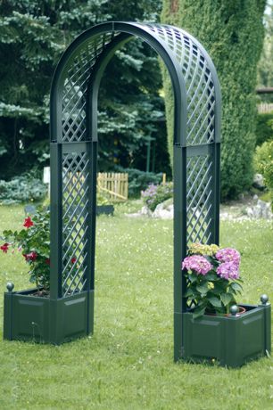Садовая арка с ящиком для растений зеленая "37603"