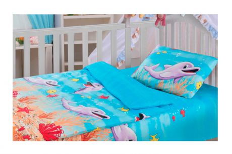 Комплект постельного белья Облачко в детскую кроватку "Дельфин"