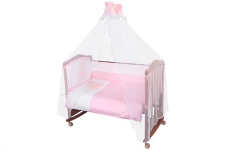 Комплект в кроватку Сонный гномик Мишки в колпачке 3 предмета Розовый