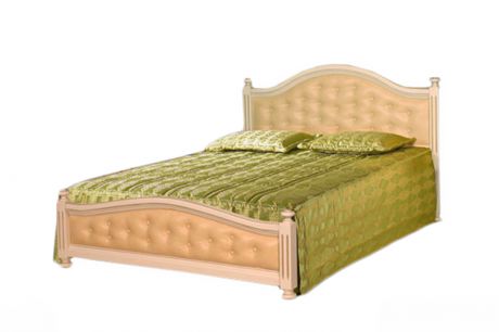 Кровать "Вилия-1.2" материал сосна (вставки кожа)