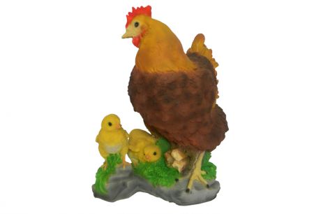 Садовая фигура "Курица с цыплятами большая пеструшка 3-157"