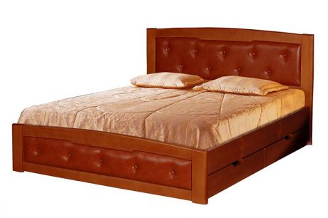 Кровать "Ариэль 2" материал дуб (вставки кожа)